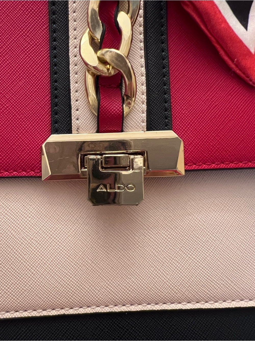 Gorgeous ALDO Cailla Top Handle Flap Satchel in a striking red, cream-white - Picture 10 of 10
